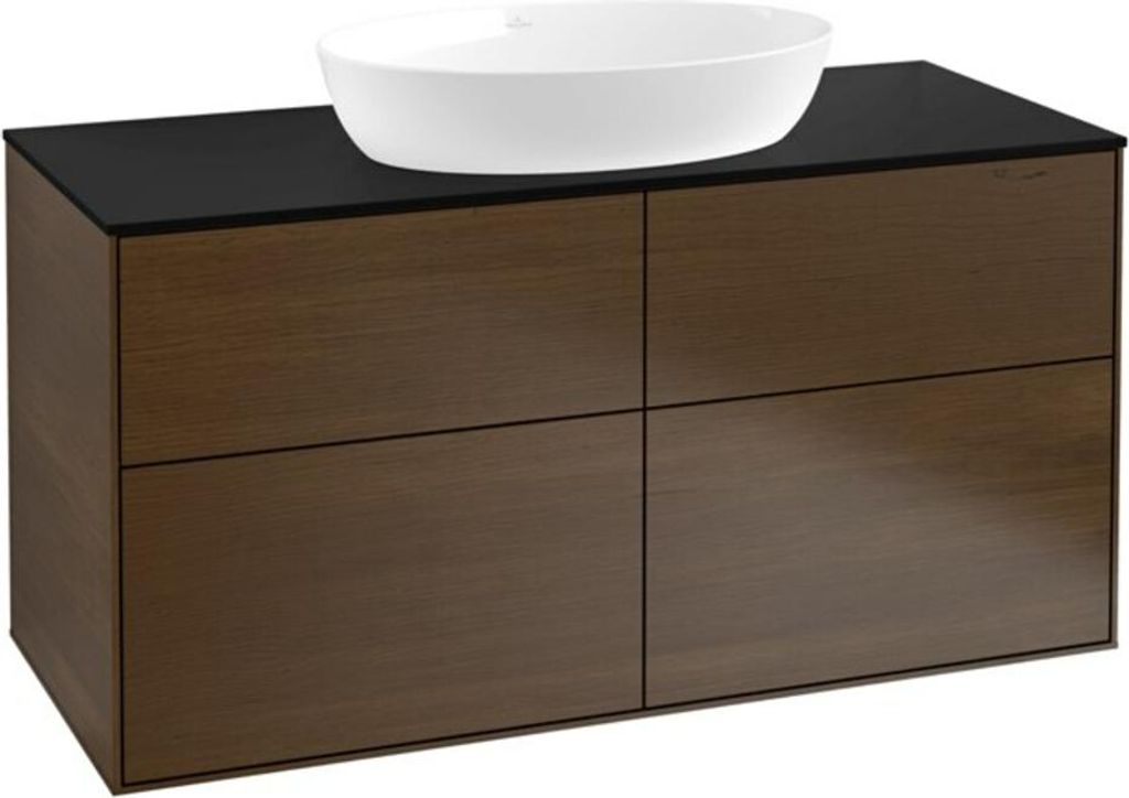 V&B Waschtischunterschrank Wandbeleuchtung Finion 120x60,3cm, Abd.-Pl. bla m, wal veneer