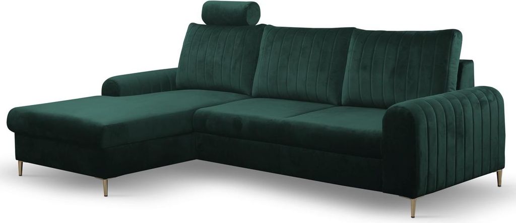 Ecksofa mit Stauraum ESTENVAN - grün, linke Ecke