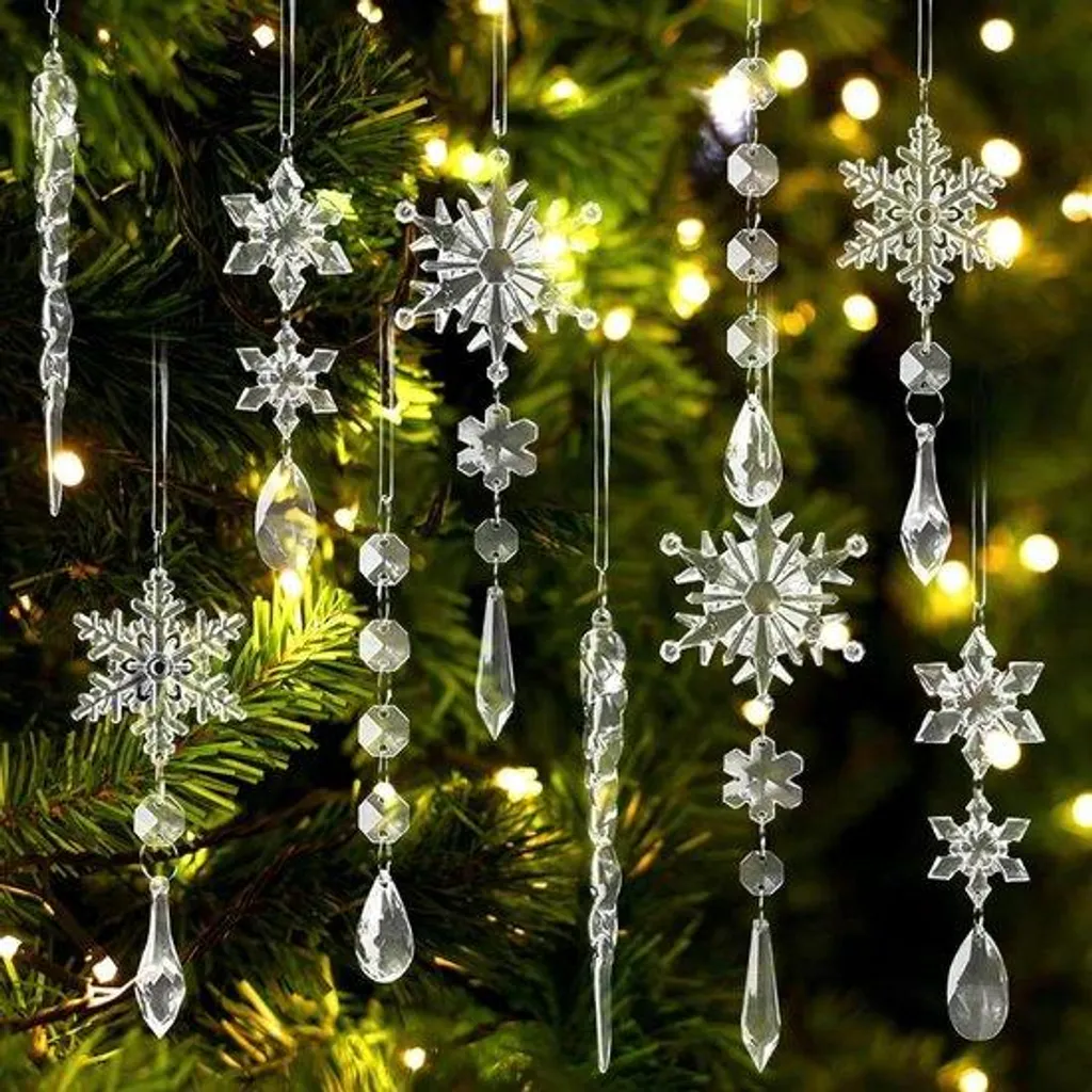 Décoration Sapin à Faire Soi-Même : 10 Flocons et Glaçons Cristal DIY 5D
