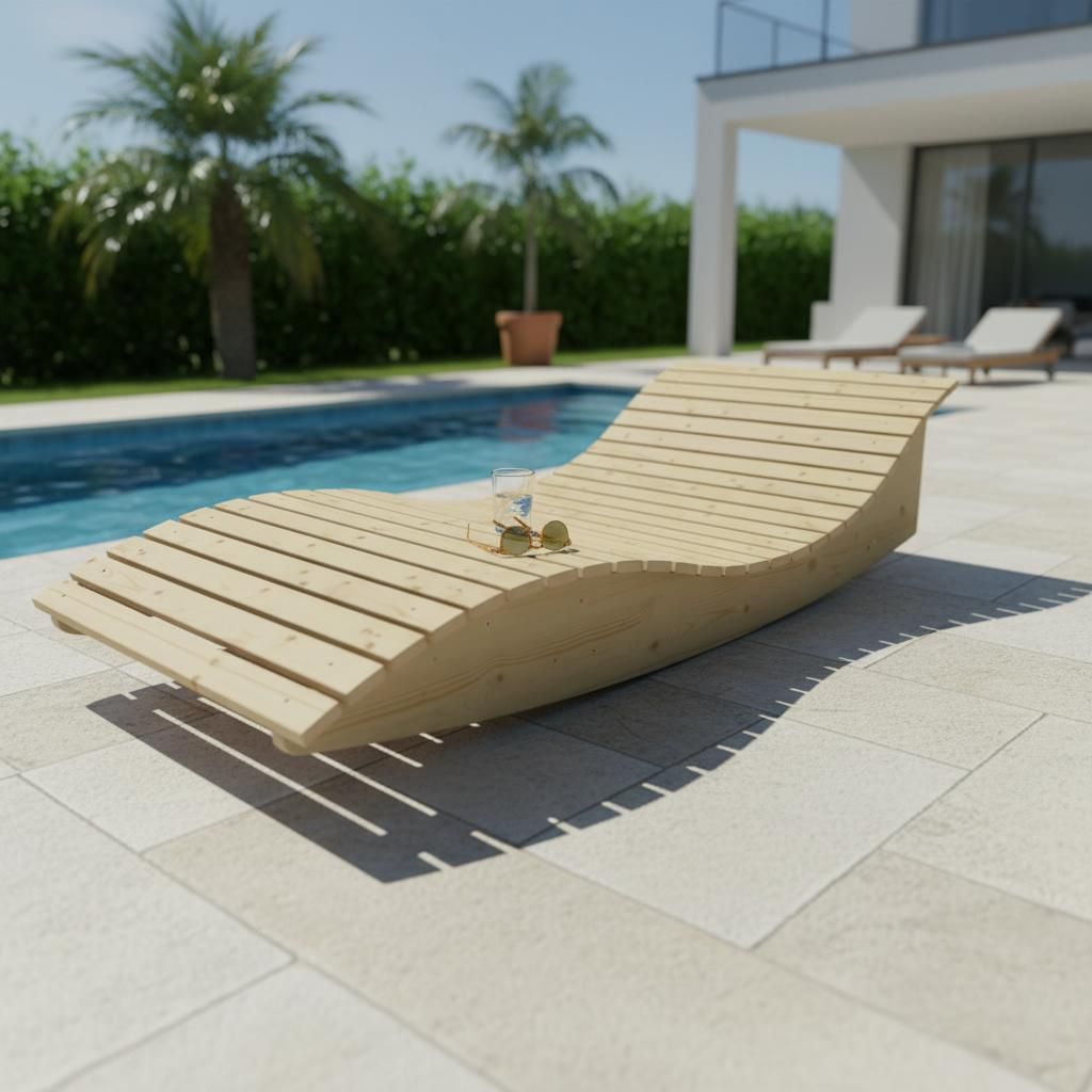 Holzliege Wellenliege Gartenliege Himmelssofa "Pool-Moni" (Fichte) 100cm