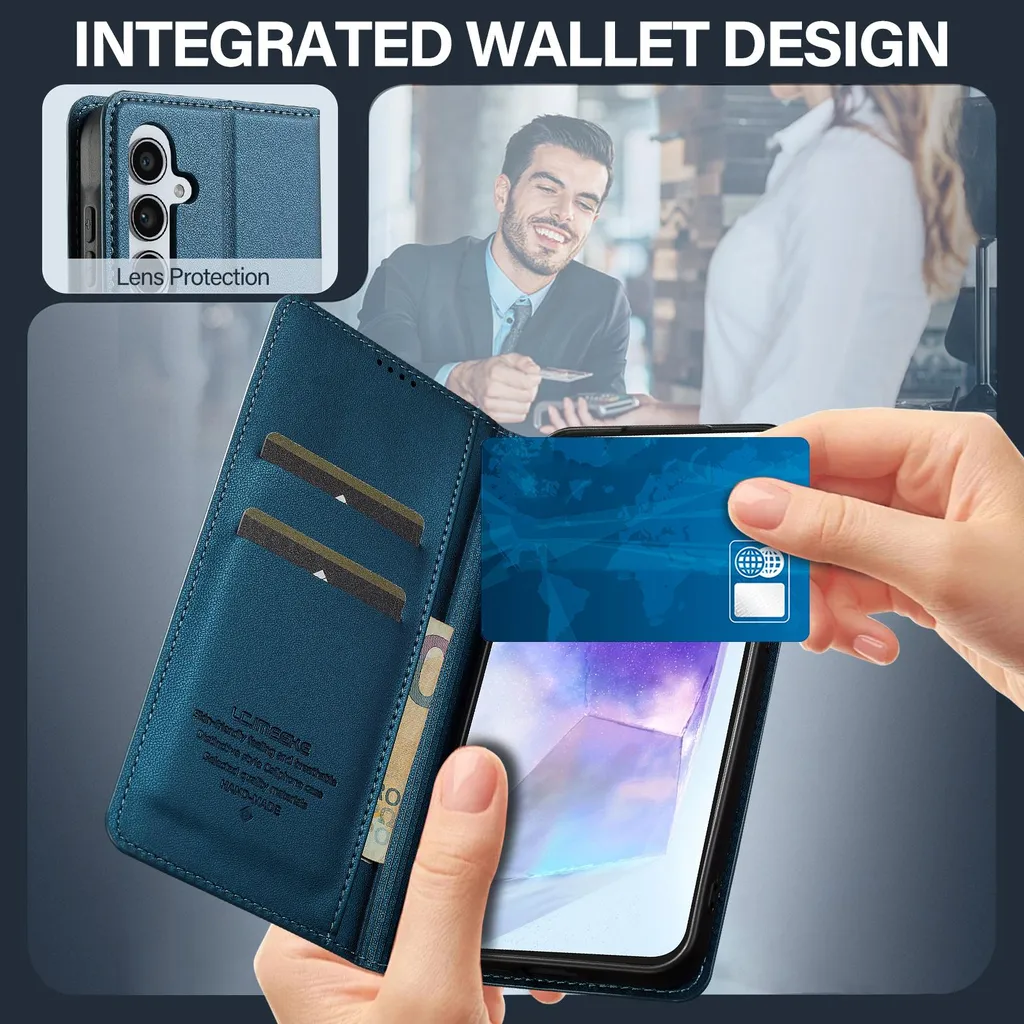 Custodia Portafoglio In Pelle Per VIVO Y76 5G - Flip Cover Con Supporto E Slot Carte - Protettiva E Elegante (Blu) - 2