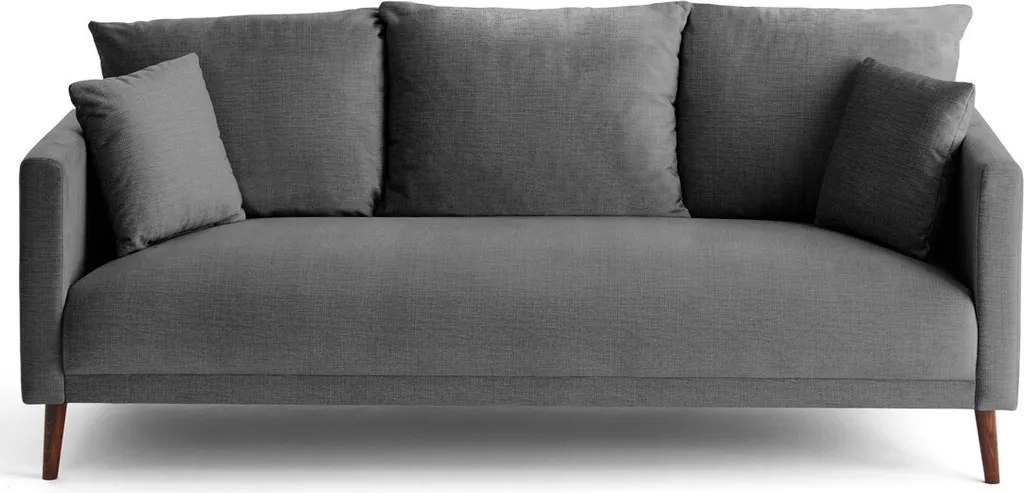 Canapé droit 3 places Lisa Design Ostrava en velours gris scandinave