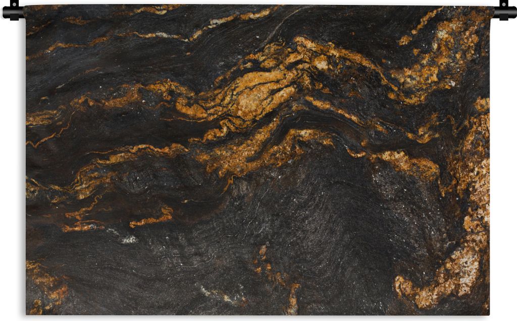 MuchoWow Wandteppich Wandbehang Marmor - Limette - Schwarz - Gold - Marmoroptik - Luxus 60x40 cm Tapisserie Dekoration Wandtuch - Wanddekorationen