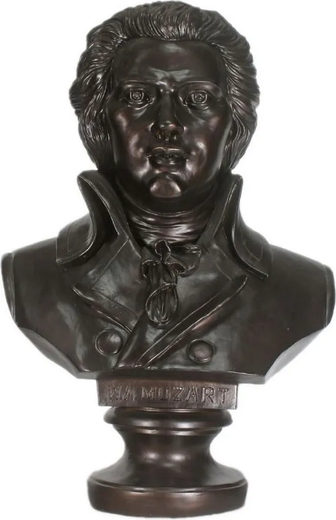 Casa Padrino Buste de Mozart Noir 50x25x65cm - Statuette Baroque Chic