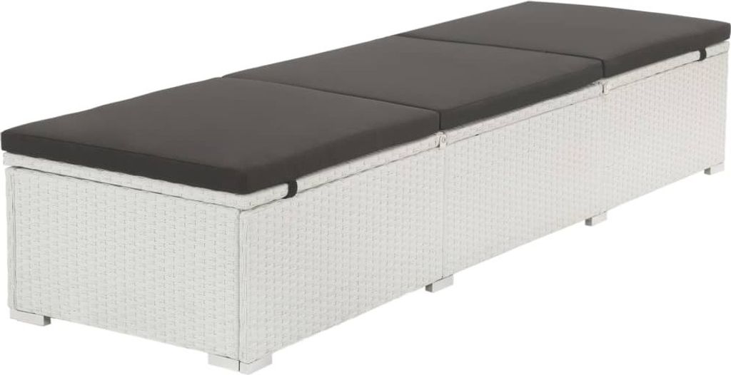 Lettino prendisole con cuscino in rattan bianco Immagine del prodotto 