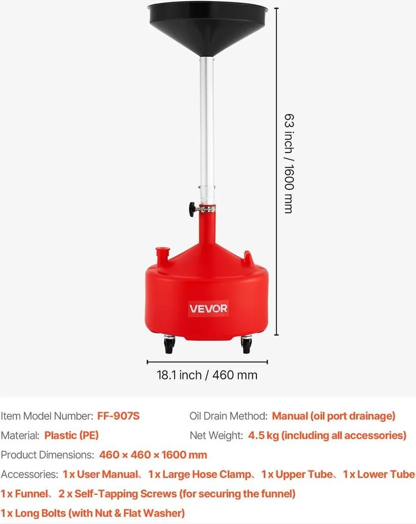 Récupérateur de fluides réglable 30L avec cuvette télescopique