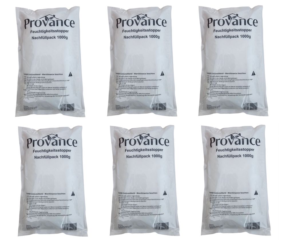 6 Stück Raum Luftentfeuchter Granulat 1kg 1000g Vliesbeutel Nachfüllpack (3,50€/kg)