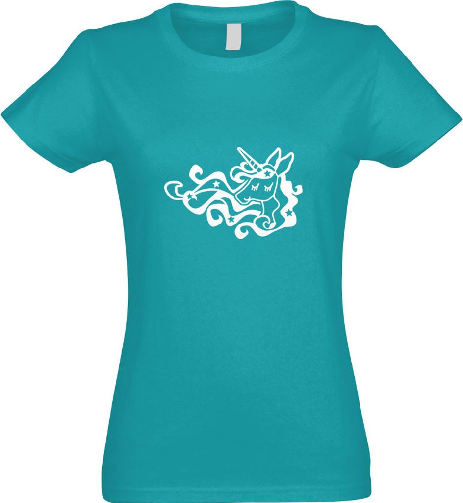 Kiwistar - T-Shirt tailliert - Damen - türkis - Einhorn Unicorn Regenbogen - mit Motiv Bedruckt - Funshirt Design - Sport - Freizeit - Damen - L