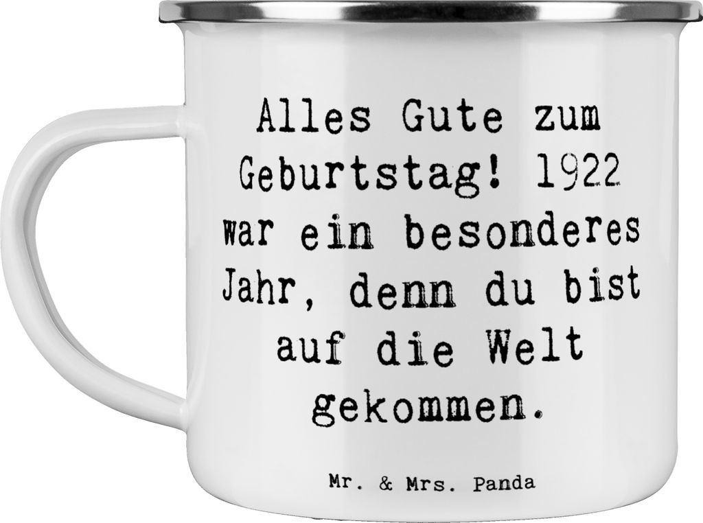 Mr. & Mrs. Panda Teetasse Spruch 1922 Geburtstag - Weiß - Geschenk, Pott, Jahrgang, Emaille Tasse, Geburtstagsgruß, Teebecher, Alles Gute zum, Ge...