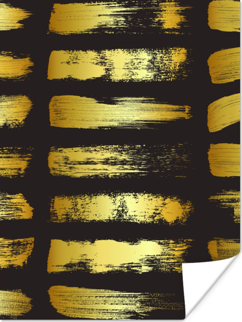 MuchoWow Poster Goldene Streifen auf schwarzem Hintergrund 60x80 cm - Schlafzimmer Dekoration