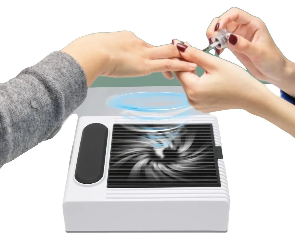 Collecteur de poussière d'ongles blanc 80W pour manucure et faux ongles