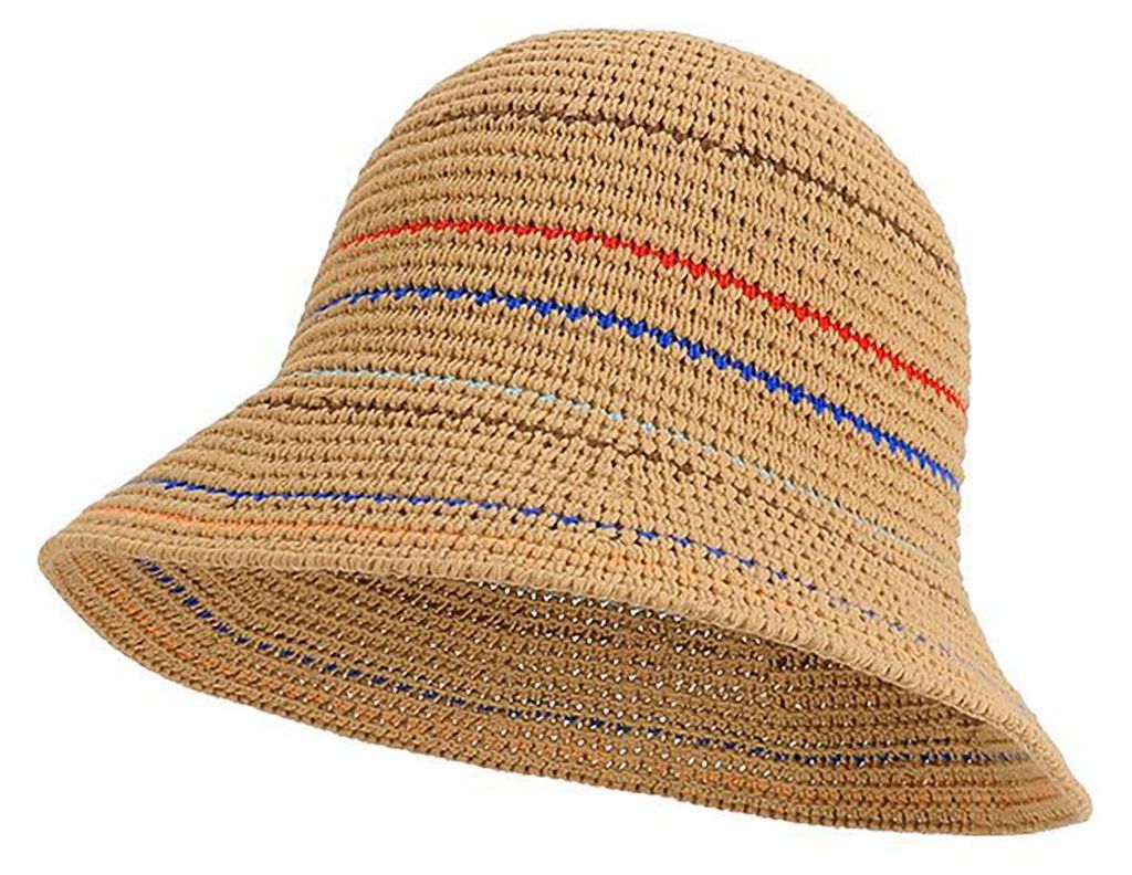 Fischerhut mit buntem Streifenmuster, kurzer Krempe, Sonnenschutz, atmungsaktiv, hohl, für Outdoor-Aktivitäten, Reisen, Strand