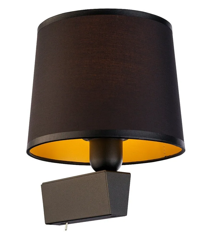 Luminaire mural design en tissu noir et doré pour intérieur élégant