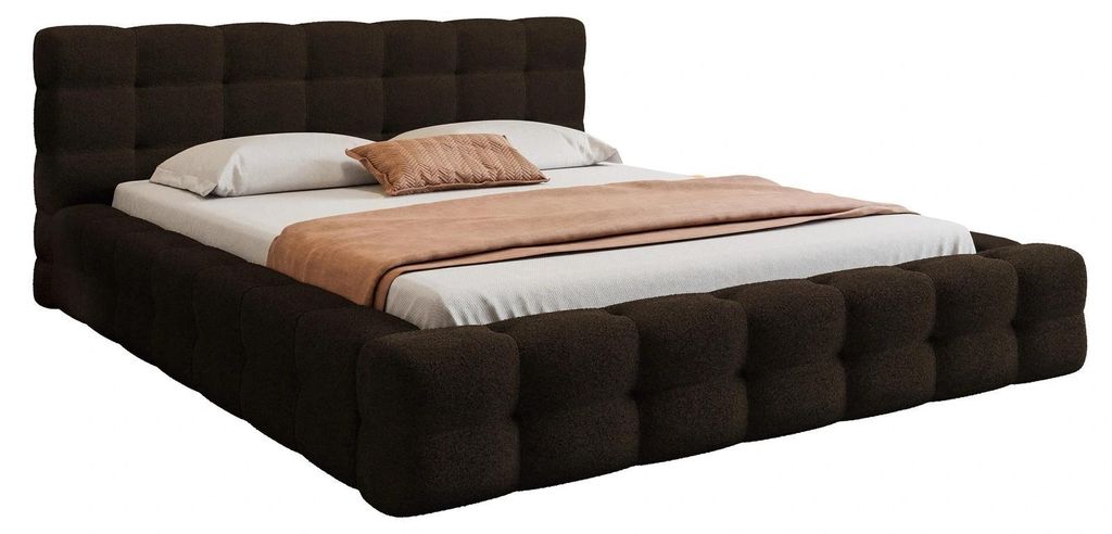 Polsterbett BIANCO 160x200 Schwarz Massiv mit Bettkasten & Lattenrost