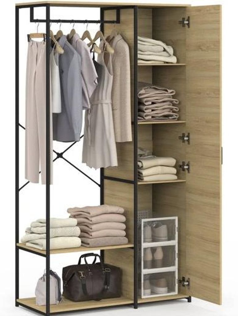 Wardrobe met voetplanken und Tür B. 90 cm industrieller Entwurf – hochwertige Qualität – nachhaltiges Material – stilvolle Gestaltung – g...