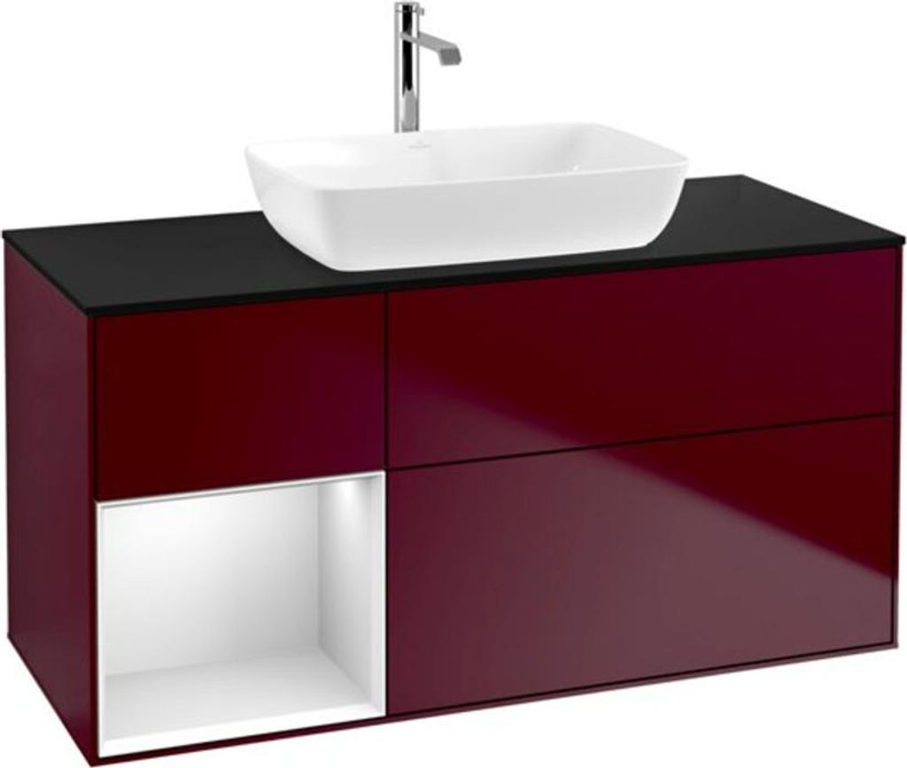 V&B Waschtischunterschrank Wandbeleuchtung Finion 120cm, Pl bla m, Reg wh. m Lac, Peo m