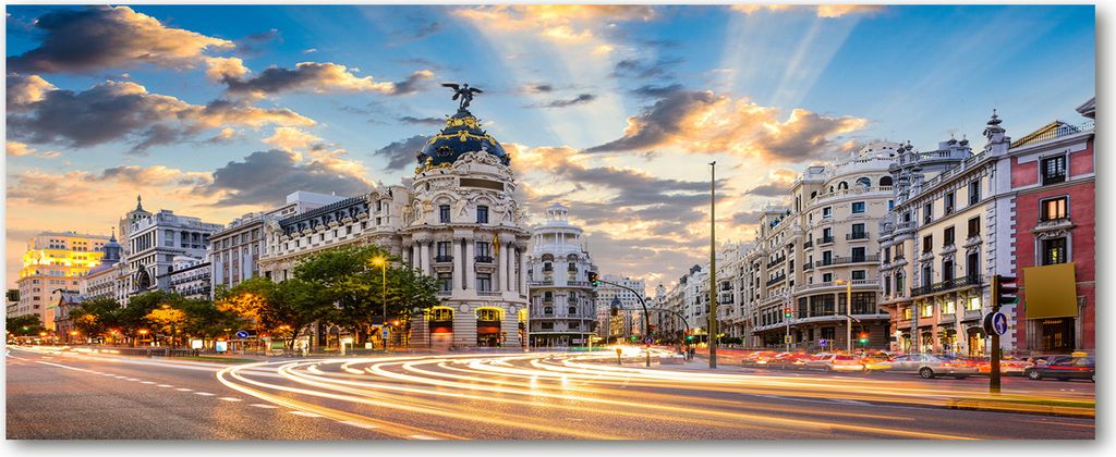Tulup Leinwandbild - 125x50 cm - Wandkunst - Drucke auf Leinwand - Leinwanddruck - Sehenswürdigkeiten & Architektur - Mehrfarbig - Madrid Spanien