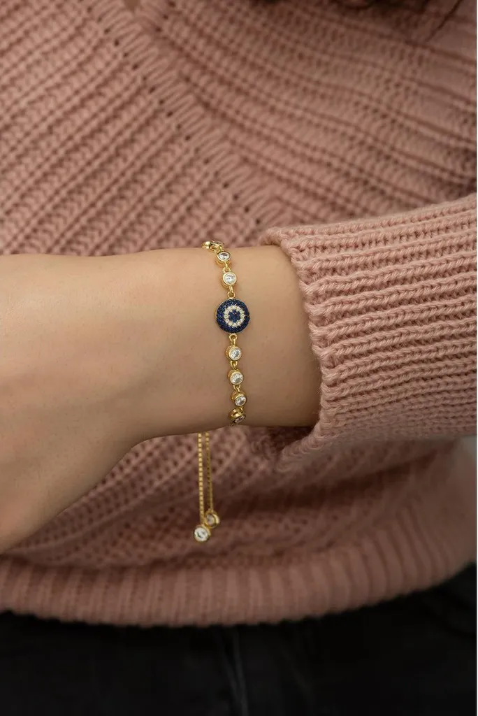 Bracelet argent sterling 925 doré à l'or fin avec strass brillant