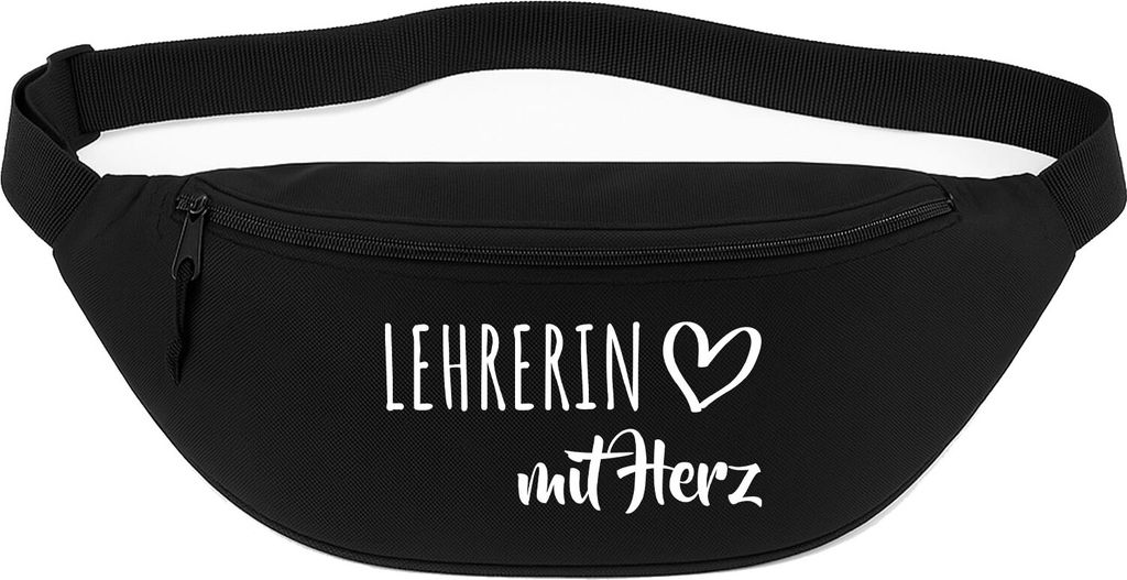 Huuraa Bauchtasche Lehrerin mit Herz 2,5 Liter Black Polyester Crossbody Bag Geschenkidee