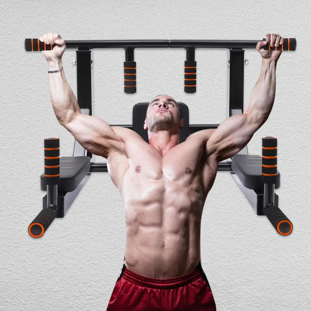 Équipement de dips mural pour musculation triceps et pectoraux noir