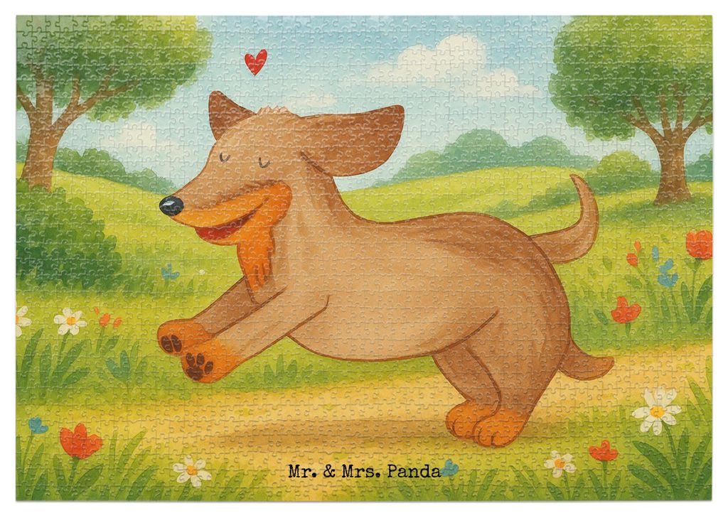 Mr. & Mrs. Panda Puzzle Hund Dackel Design 1500 Teile - Weiß - Geschenk, 500, Sprüche, 300, Dachshund, 2000, Süß, Herz, Legespiel
