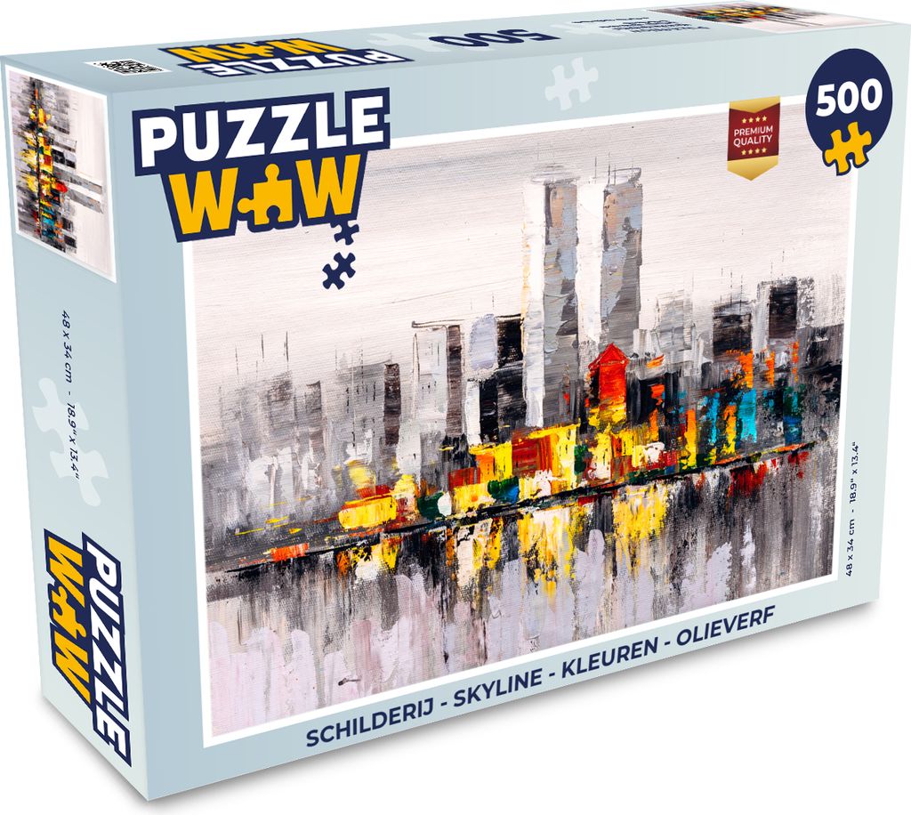 MuchoWow Puzzle 500 Teile Gemälde - Skyline - Farben - Ölfarbe - 500 Teile - Kinder - Selberbauen - Puzzlespiele