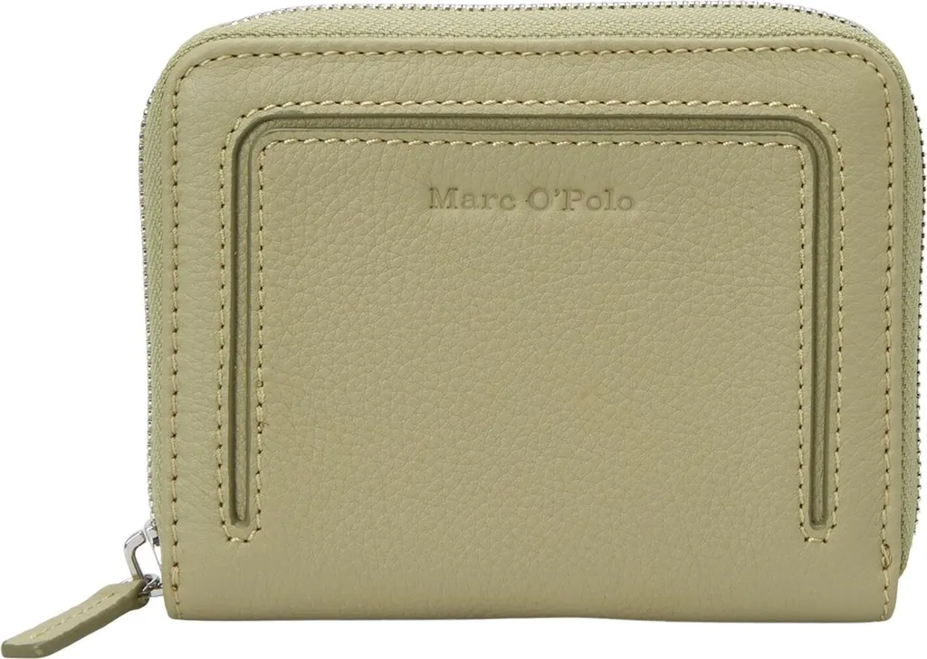 Marc O'Polo Porte-monnaie Zip Wallet Forest Sand Kaki en Cuir Véritable