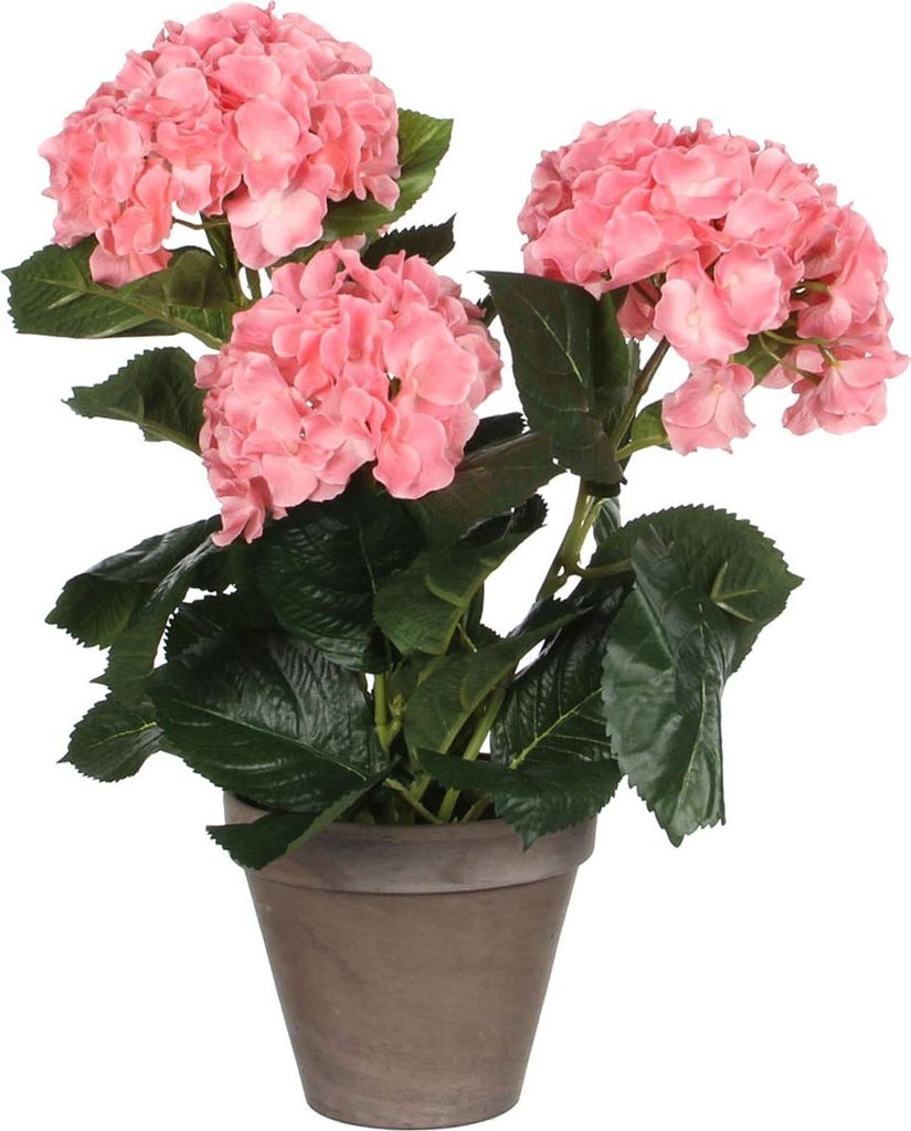 Mica Decorations Hortensien Kunstpflanze im Blumentopf Stan - H40 x Ø35 cm - Rosa