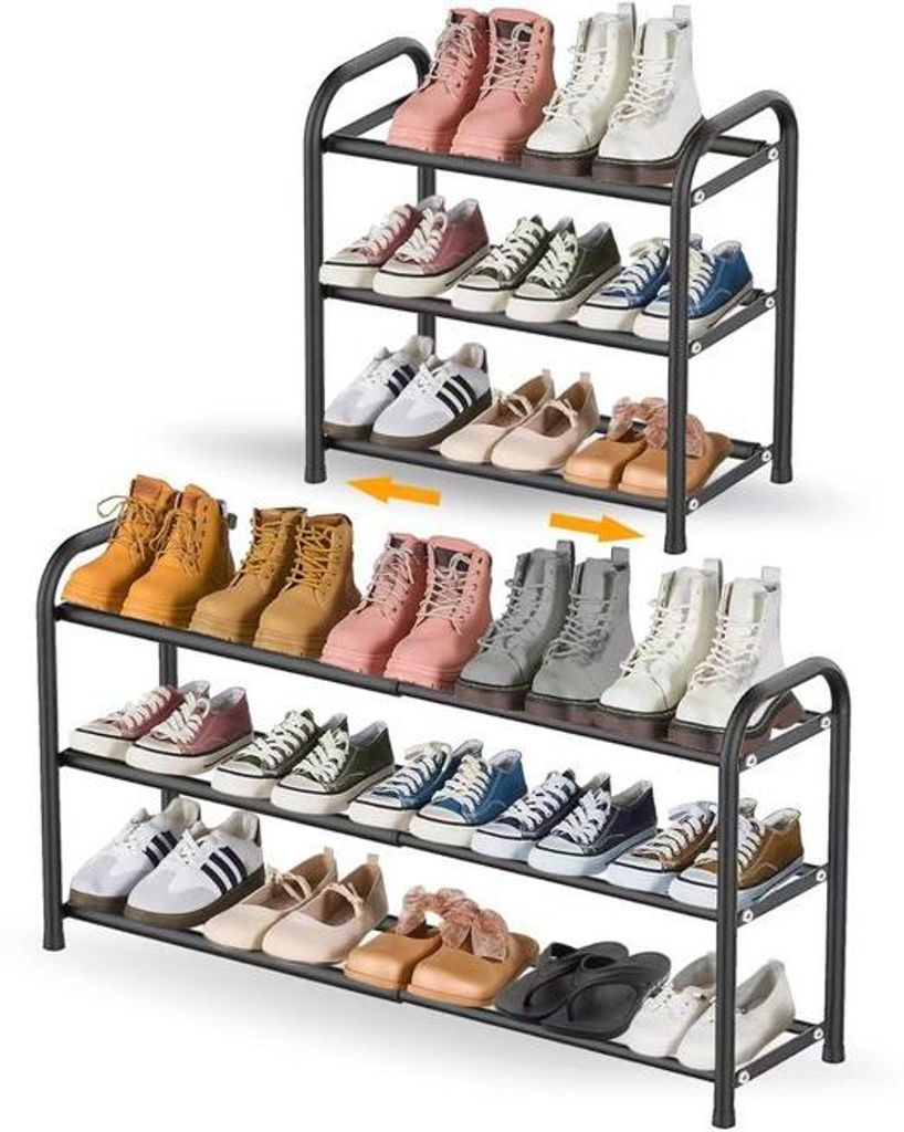 Schuhregal für schmale Räume mit 3 Ebenen