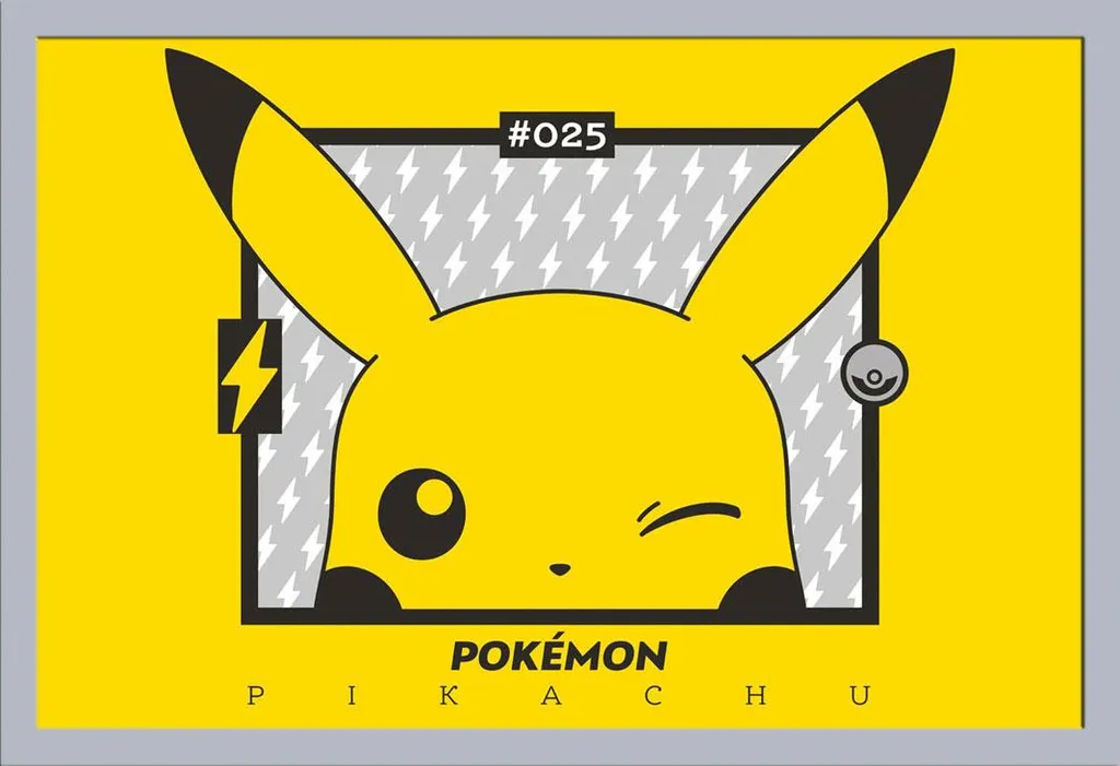 Quadro Pokémon Pikachu Argento Shinsuke Maxi Poster con Vetro Acrilico