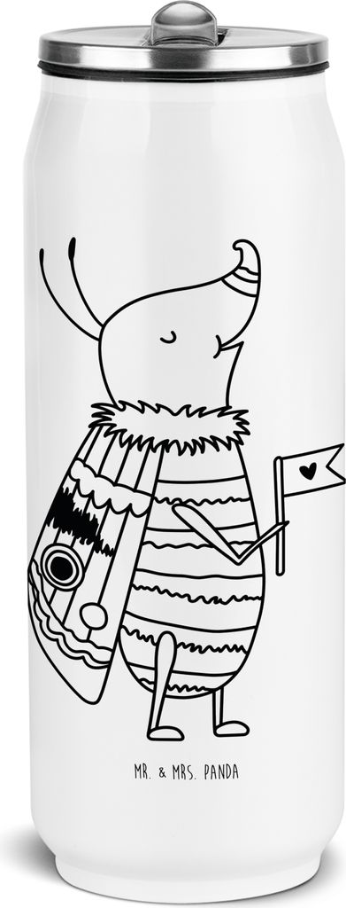 Mr. & Mrs. Panda Trinkflasche Nachtfalter Fähnchen - Weiß - Geschenk, Süß, sport, Lustige Sprüche, Thermosflasche, Niedlich, Edelstahl, Thermo...