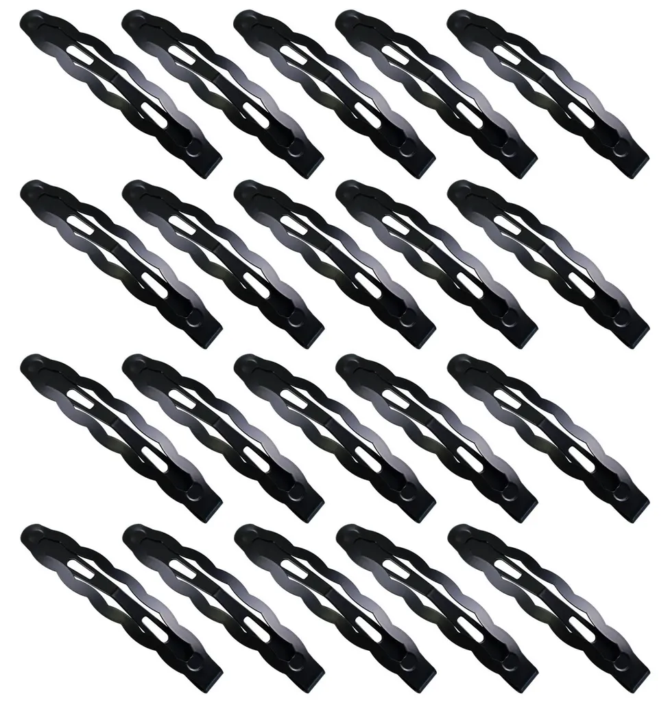 Finissez-en avec les mèches rebelles : 20 barrettes clic-clac noires 6,2 cm