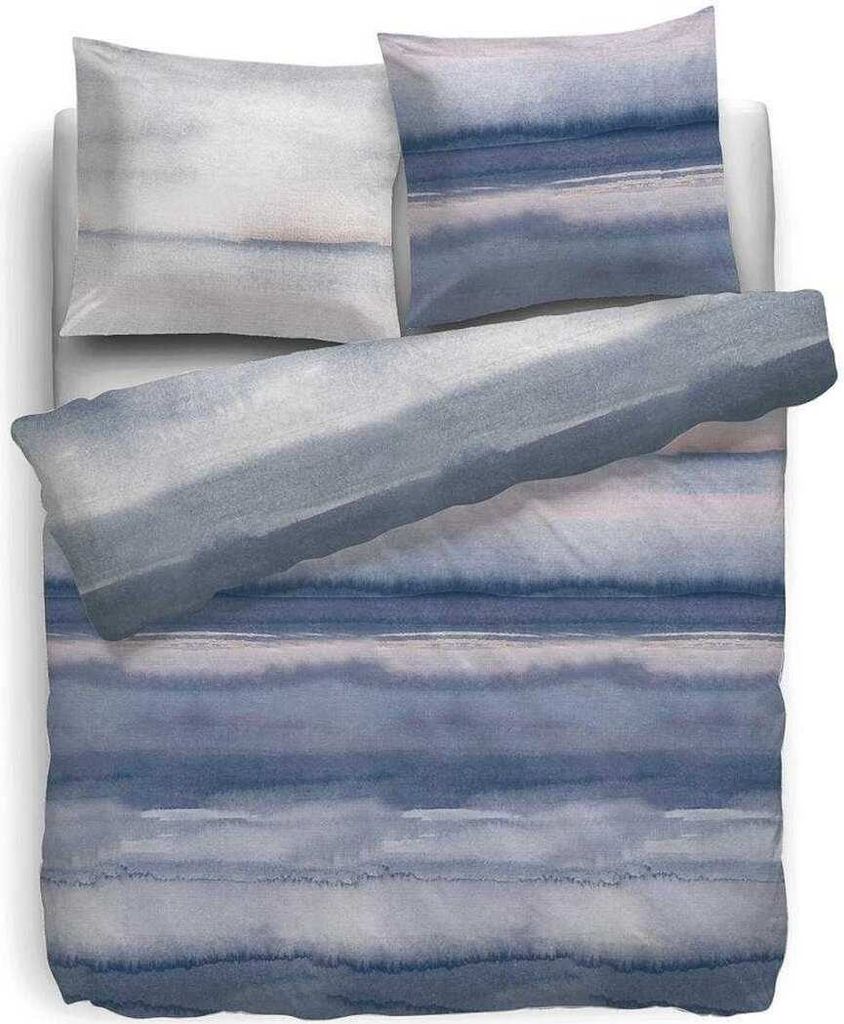 Heckett & Lane Bettwäsche Orchard HnL Twill Gestreift Blau 100% Baumwolle Reißverschluss Bettbezug Kissenbezug Bettgarnitur 135x200 cm