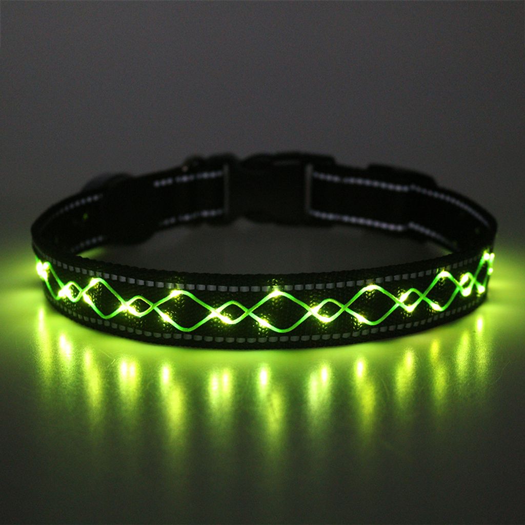 LED Hundehalsband – Leuchthalsband für Hunde, USB-aufladbar, wasserdicht, viele Farben & Größen grün Größe S