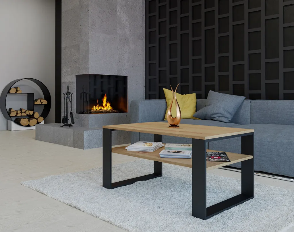 Table basse design bois clair noir LAUREN 2 | Table de salon moderne