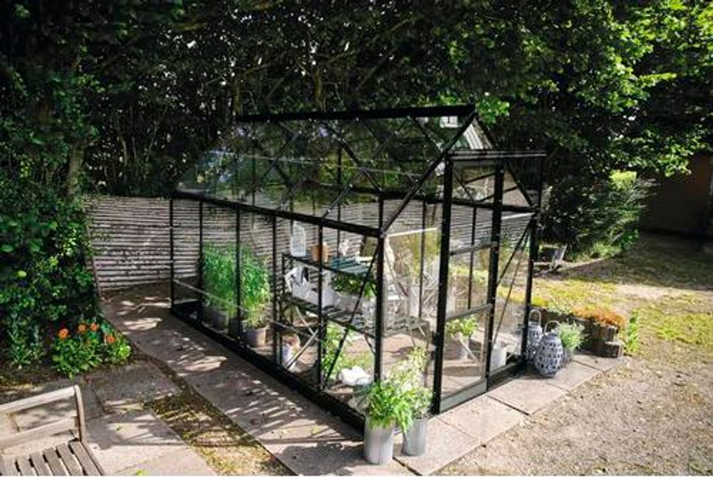 Gewächshaus Halls Icon 6 6,1 m² Blankglas 3 mm 192,5 x 316,9 cm schwarz