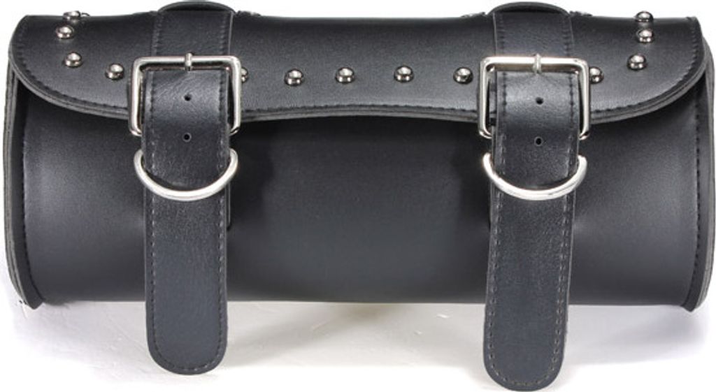 Motorrad Satteltasche Werkzeugrolle Gepäckrolle Chopper Kunstleder Schwarz 31x13cm