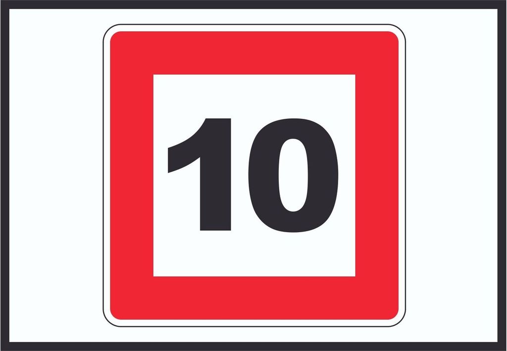 Höchstgeschwindigkeit 10 km/h nicht zu überschreiten Schild mit Symbol A3 Rückseite selbstklebend