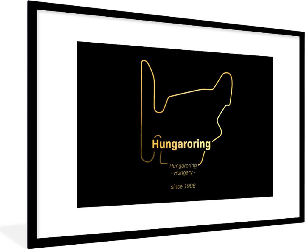 MuchoWow Gerahmtes Poster Hungaroring - F1 - Rennstrecke 90x60 cm - Poster mit Schwarzem Bilderrahmen Wandposter Rahmen Foto Bilder - Wanddekorat...