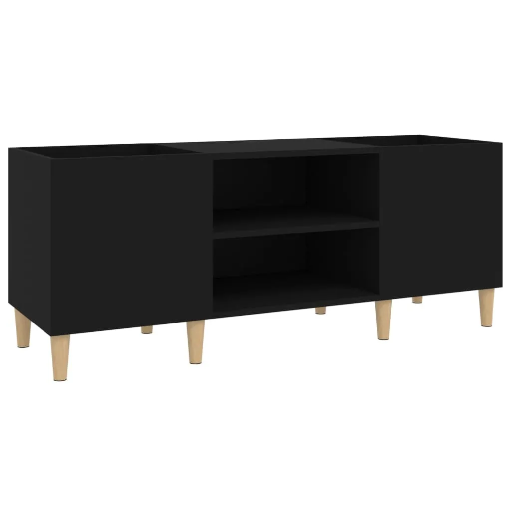 SYFAX™ Mobile Porta Dischi Nero 121x38x48 cm in Legno Multistrato