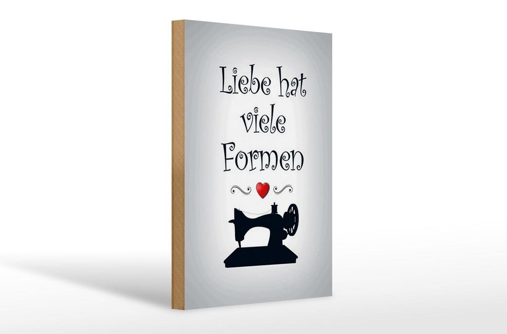 Holzschild Nähen Liebe hat viele Formen, 30 x 20 cm, Produktbild 