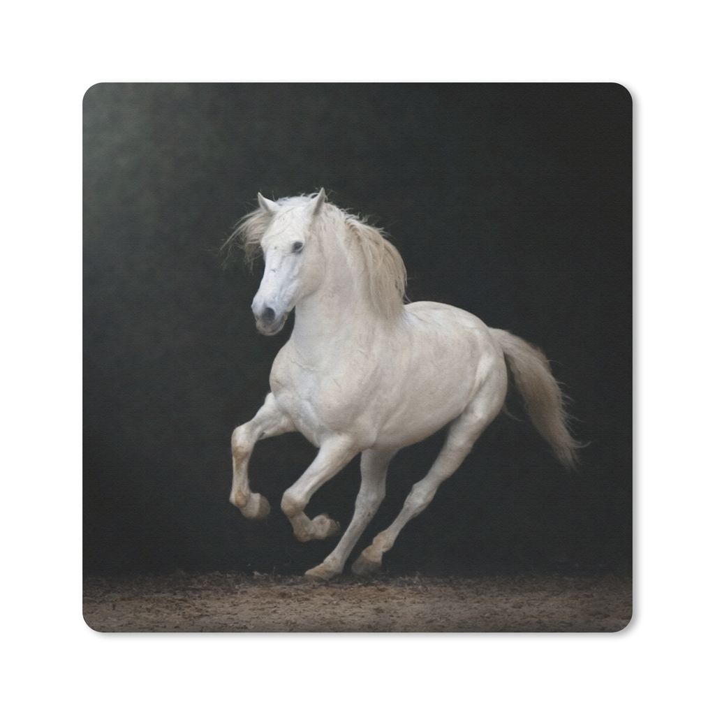 MuchoWow Mauspad Mousepad Pferde - Schwarz - Porträt 20x20 cm - Mousepads - Maus Mat - Pad - Mausunterlage - Desk Mat - Bureauartikeln