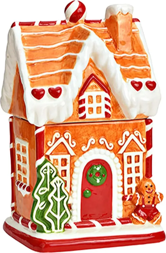 Casetta Pan di Zenzero Natalizia 16x27 cm - Porta Biscotti Decorativo