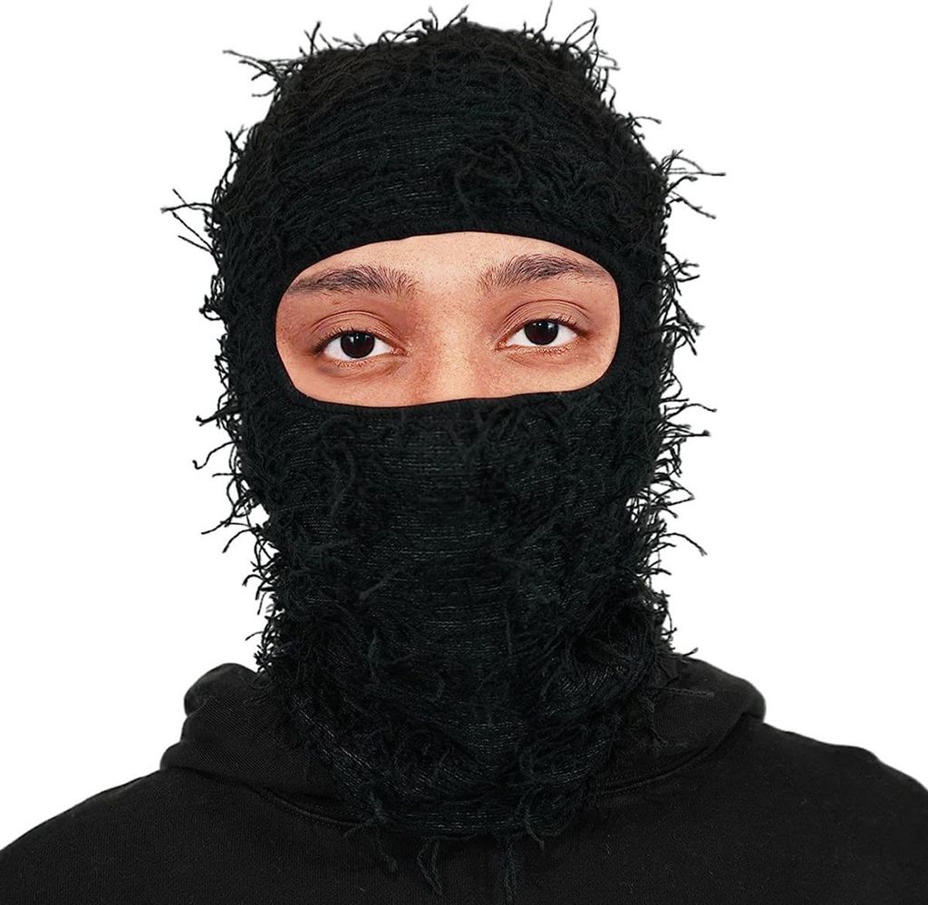Sturmhaube im Used-Look, Skimaske für Damen und Herren – gestrickte Sturmhaube im Used-Look, winddicht, shiesty Vollgesichtsmaske für kaltes We...