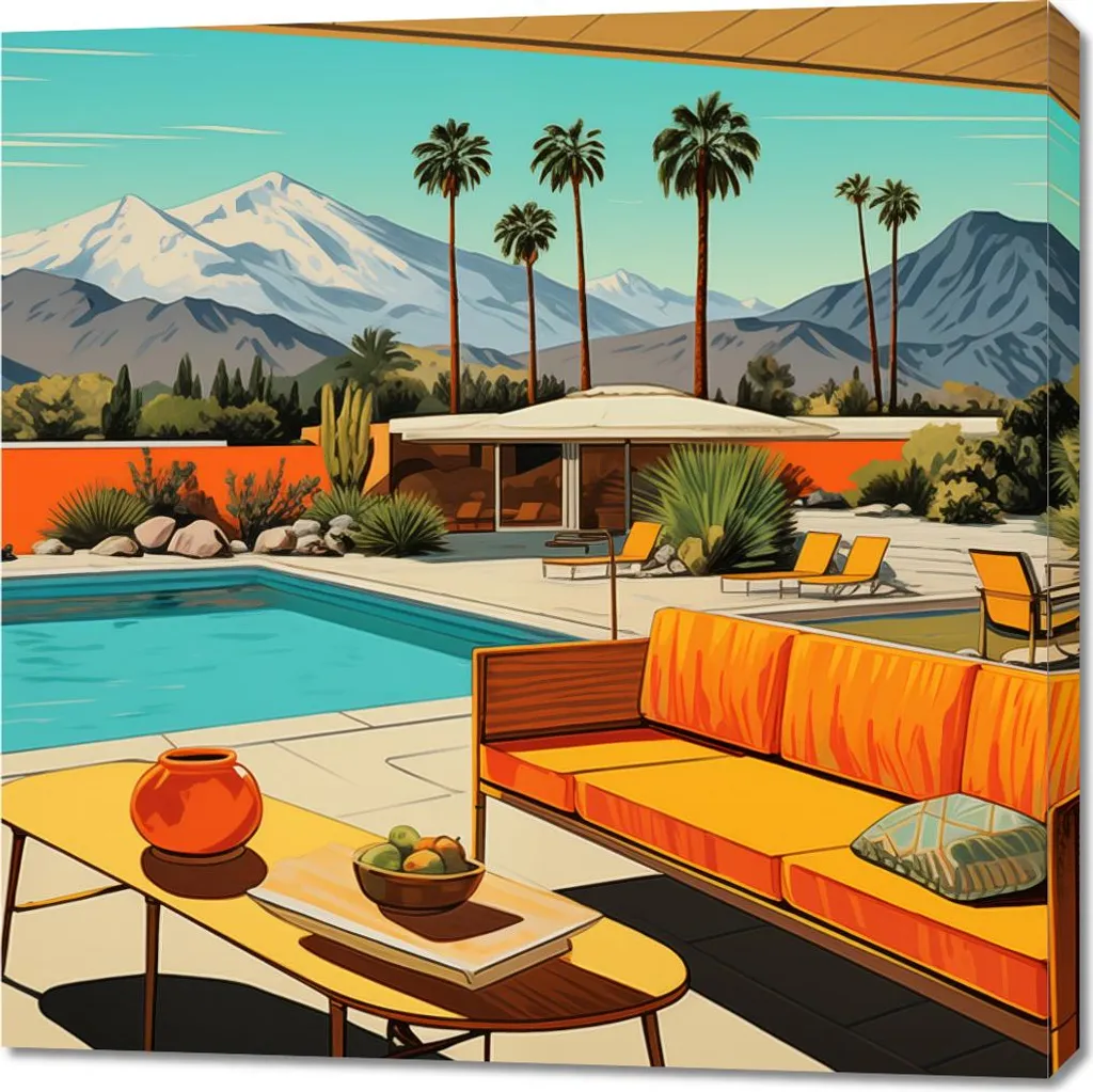 Quadro 90x90 cm Piscina Da qualche parte in California