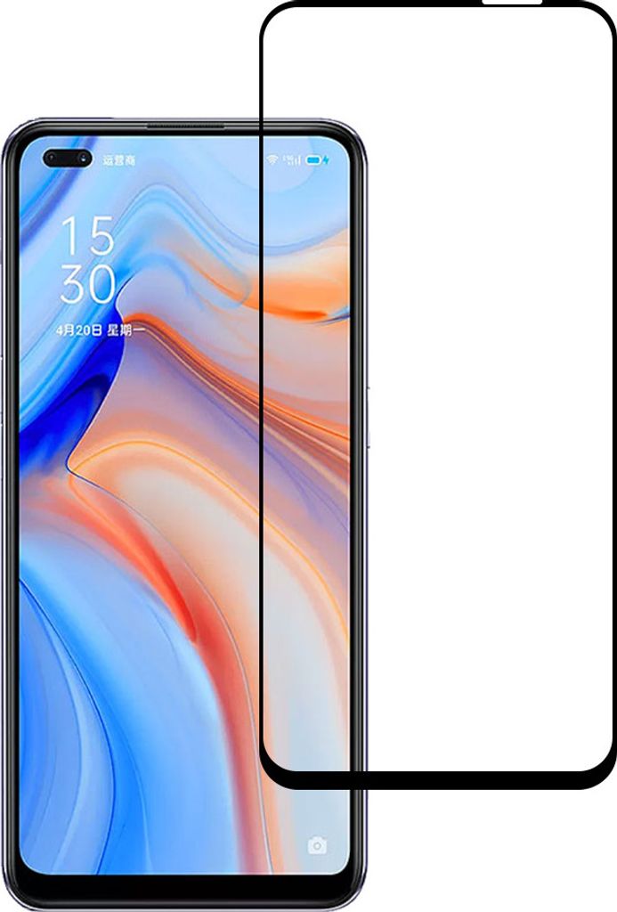 Smartphonica Displayschutzfolie geeignet für Oppo Reno 4 5G - Full Cover Tempered Glass - Gehärtetes Glas geeignet für Oppo Reno 4 5G