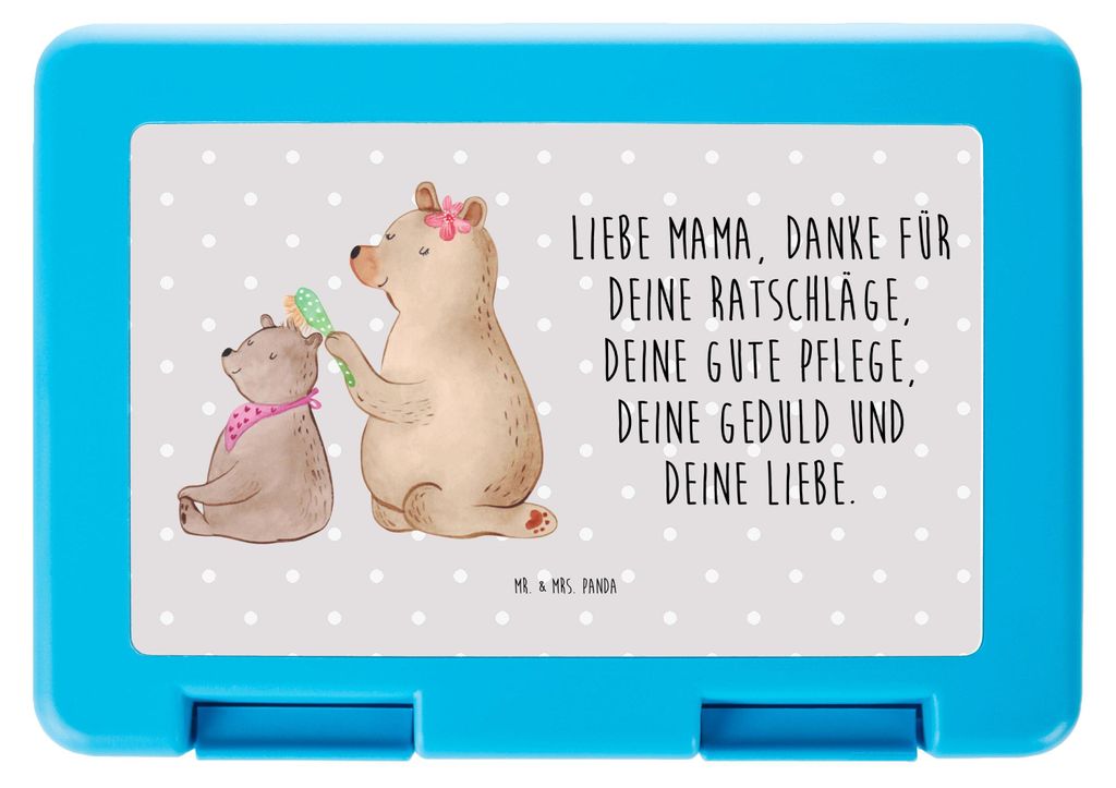 Mr. & Mrs. Panda Bentobox Bär Kind - Grau Pastell - Geschenk, Muttertag, Bento Box, Familie, Brot Aufbewahrungsbox, Mama, Brotzeitbox, Jausenbox, ...