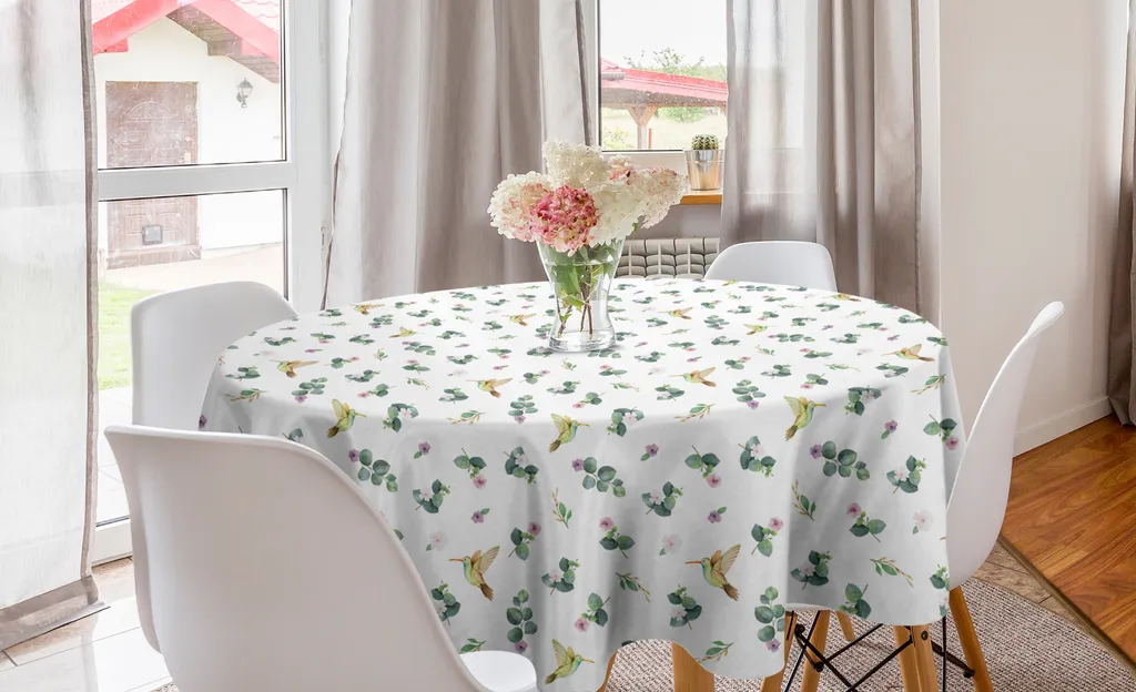 Tovaglia 150cm Bianco Multicolore ABAKUHAUS: Sogno Tropicale