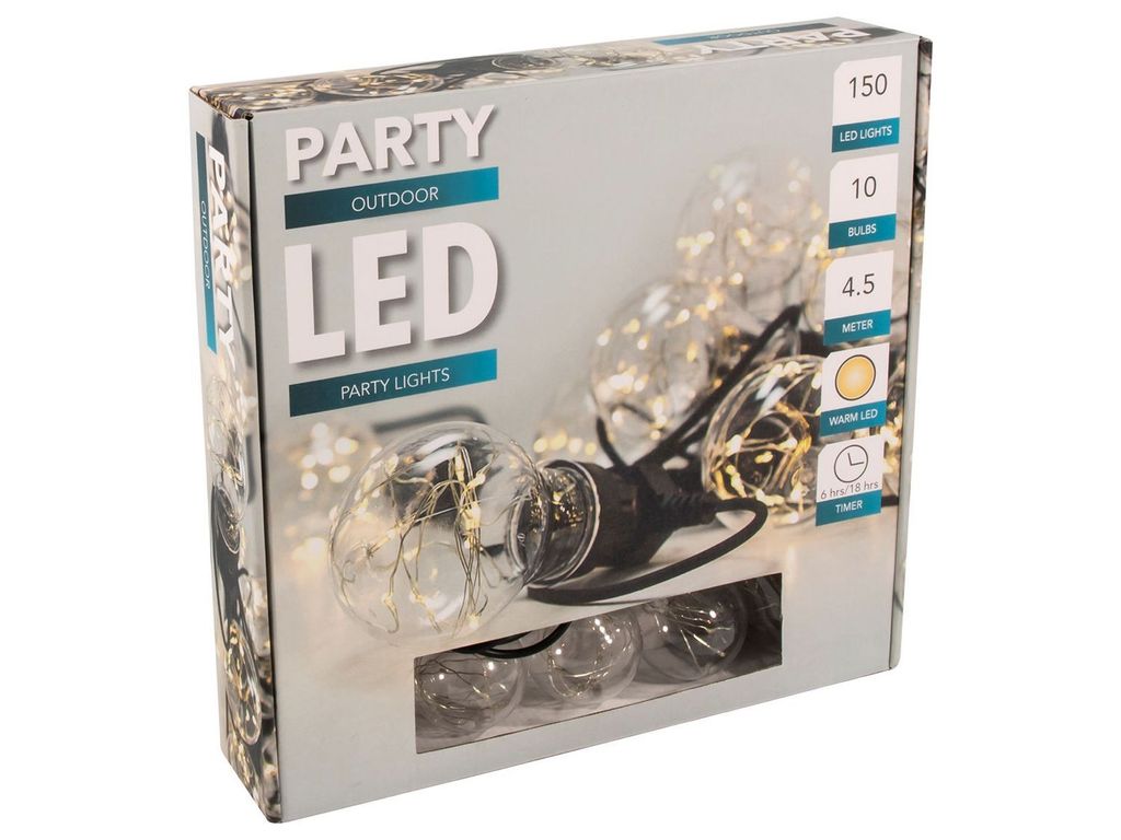 Led Lichterkette Strom Timer Party Glühbirne außen warmweiß Drahtlichterkette 4,5m lang