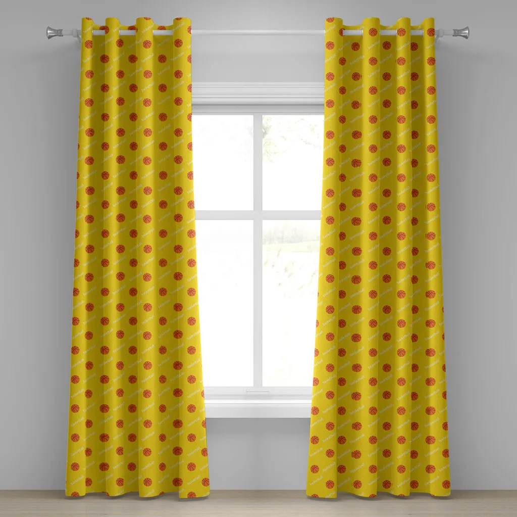Rideau sport pour chambre ado motif Basketball Orange 280 cm x 175 cm